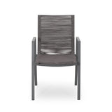 Outdoor Modern Aluminum Dining Chair with Rope Seat (Set of 2) - NH848013