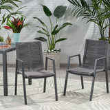 Outdoor Modern Aluminum Dining Chair with Rope Seat (Set of 2) - NH848013