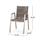 Outdoor Modern Aluminum Dining Chair with Rope Seat (Set of 2) - NH848013