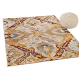 Ikat Indoor Traditional Beige and Multi-Colored Rectangular Area Rug - NH261603