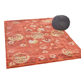 Indoor Oriental Mandala Distressed Red and Gold Rectangular Area Rug - NH491603