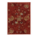 Indoor Oriental Mandala Distressed Red and Gold Rectangular Area Rug - NH491603