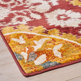 Indoor Oriental Floral Red and Gold Rectangular Area Rug - NH412603