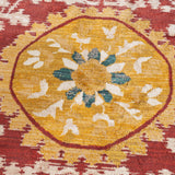 Indoor Oriental Floral Red and Gold Rectangular Area Rug - NH412603