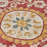 Indoor Oriental Floral Red and Gold Rectangular Area Rug - NH412603