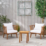 Outdoor Acacia Wood 2 Seater Club Chairs and Side Table Set - NH716903