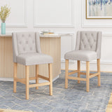 Button Tufted Fabric Wingback Counterstool (Set of 2) - NH792113