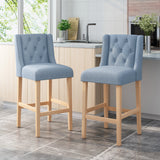 Button Tufted Fabric Wingback Bar Stool (Set of 2) - NH533113