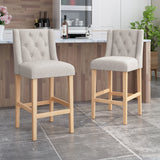 Button Tufted Fabric Wingback Bar Stool (Set of 2) - NH533113