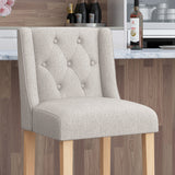 Button Tufted Fabric Wingback Bar Stool (Set of 2) - NH533113