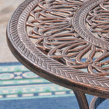 Outdoor Round Cast Aluminum Dining Table, Shiny Copper - NH372603