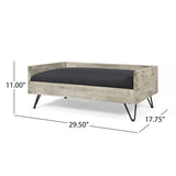 Mid-Century Modern Cushioned Wood Frame Dog Bed - NH852803