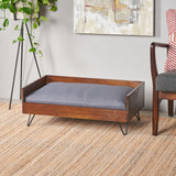 Mid-Century Modern Cushioned Wood Frame Dog Bed - NH852803