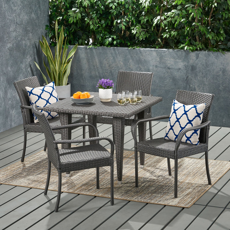 Outdoor Contemporary 4 Seater Wicker Dining Set - NH270113