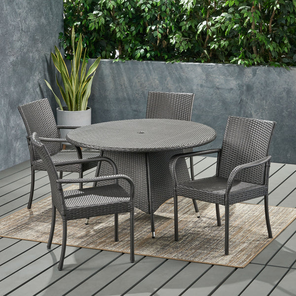 Outdoor Contemporary 4 Seater Wicker Dining Set - NH670113