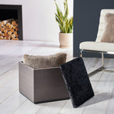 Storage Cube Organizer Ottoman - Faux Wood Frame - Upholstered Velvet Lid - Modern Glam - NH999603