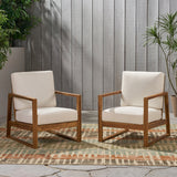 Outdoor Acacia Wood Club Chair with Cushions (Set of 2) - NH663013