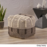 Boho Wool and Cotton Ottoman Pouf - NH803903