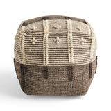 Boho Wool and Cotton Ottoman Pouf - NH803903