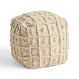 Boho Wool and Cotton Ottoman Pouf - NH903903