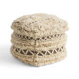 Boho Wool and Cotton Ottoman Pouf - NH313903