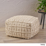 Boho Wool and Cotton Ottoman Pouf - NH903903