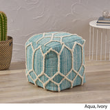 Boho Wool and Cotton Ottoman Pouf - NH613903