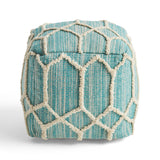 Boho Wool and Cotton Ottoman Pouf - NH613903