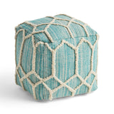 Boho Wool and Cotton Ottoman Pouf - NH613903