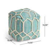 Boho Wool and Cotton Ottoman Pouf - NH613903