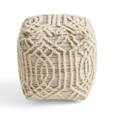 Boho Wool and Cotton Ottoman Pouf - NH813903