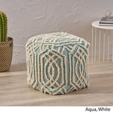 Boho Wool and Cotton Ottoman Pouf - NH813903