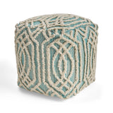 Boho Wool and Cotton Ottoman Pouf - NH813903