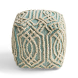 Boho Wool and Cotton Ottoman Pouf - NH813903