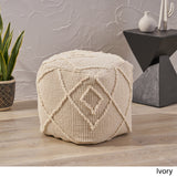 Boho Wool and Cotton Ottoman Pouf - NH223903