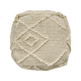 Boho Wool and Cotton Ottoman Pouf - NH223903