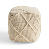 Boho Wool and Cotton Ottoman Pouf - NH223903