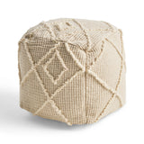 Boho Wool and Cotton Ottoman Pouf - NH223903