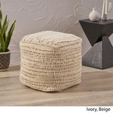 Boho Wool and Cotton Ottoman Pouf - NH423903