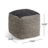 Boho Wool and Cotton Ottoman Pouf - NH623903