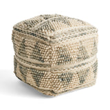 Boho Wool and Cotton Ottoman Pouf - NH723903