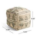 Boho Wool and Cotton Ottoman Pouf - NH723903