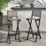 Outdoor Folding Acacia Wood Barstools (Set of 2) - NH328013