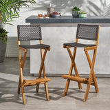 Outdoor Folding Acacia Wood Barstools (Set of 2) - NH328013