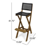 Outdoor Folding Acacia Wood Barstools (Set of 4) - NH428013