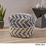 Boho Wool and Cotton Large Ottoman Pouf - NH133903