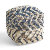 Boho Wool and Cotton Large Ottoman Pouf - NH133903