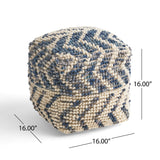 Boho Wool and Cotton Large Ottoman Pouf - NH133903