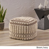 Boho Wool and Cotton Ottoman Pouf - NH833903