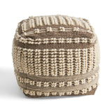 Boho Wool and Cotton Ottoman Pouf - NH833903